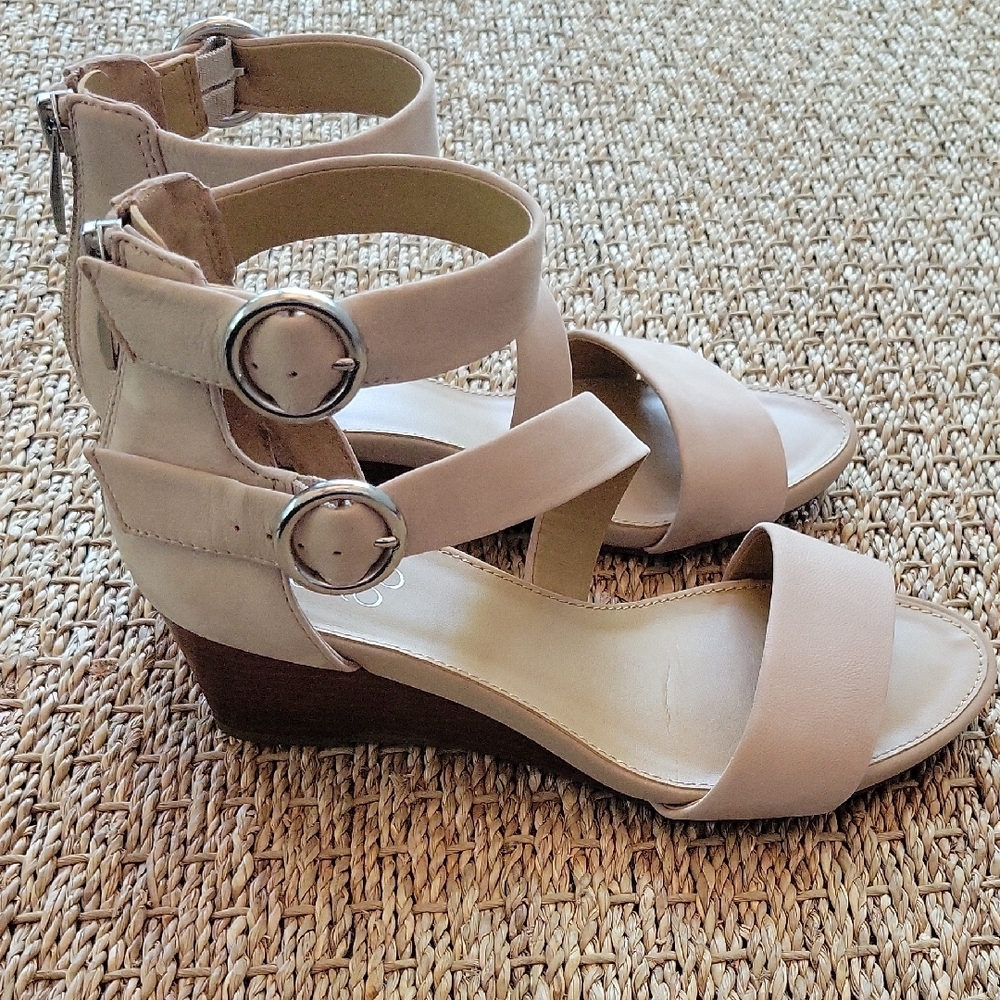 Franco Sarto Beige Wedge Sandals